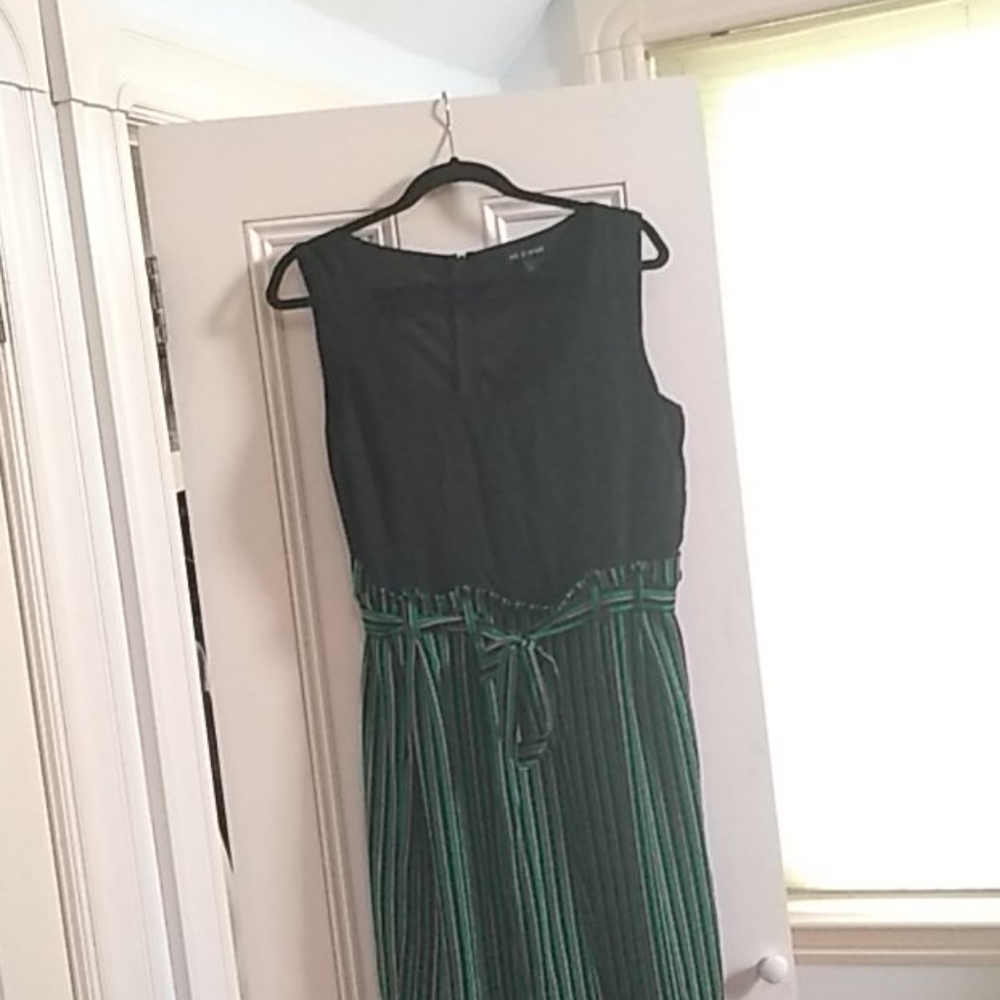 As U Wish Black/White/Green Tank Jumpsuit